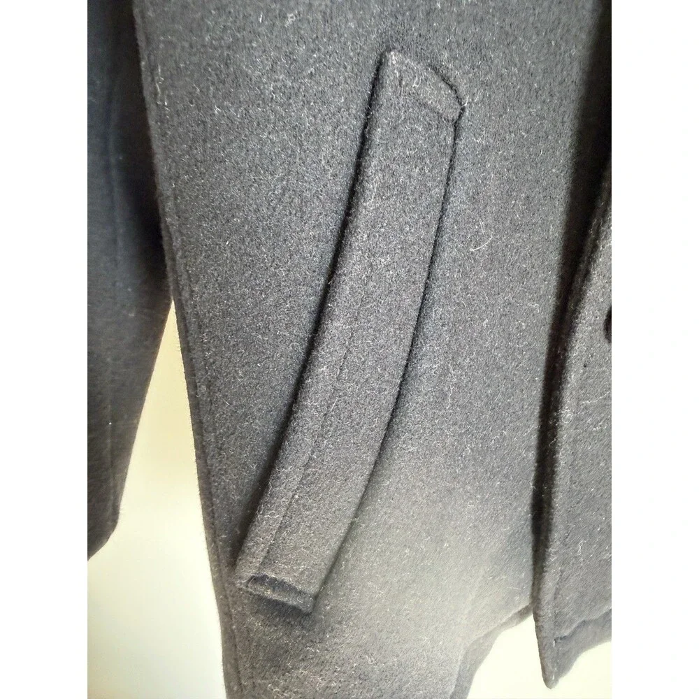 Men’s Black Wool Navy Pea Coat-Sonoma Brand-Large-Fleece Lining-EUC